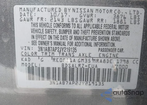 2018 Nissan Sentra Sr from USA, damaged, VIN 3N1AB7AP2JY219135